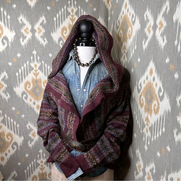 Ralph Lauren Hand Knit Fair Isle Wool Cashmere Blend Circle Cardigan Sweater - Picture 9 of 16